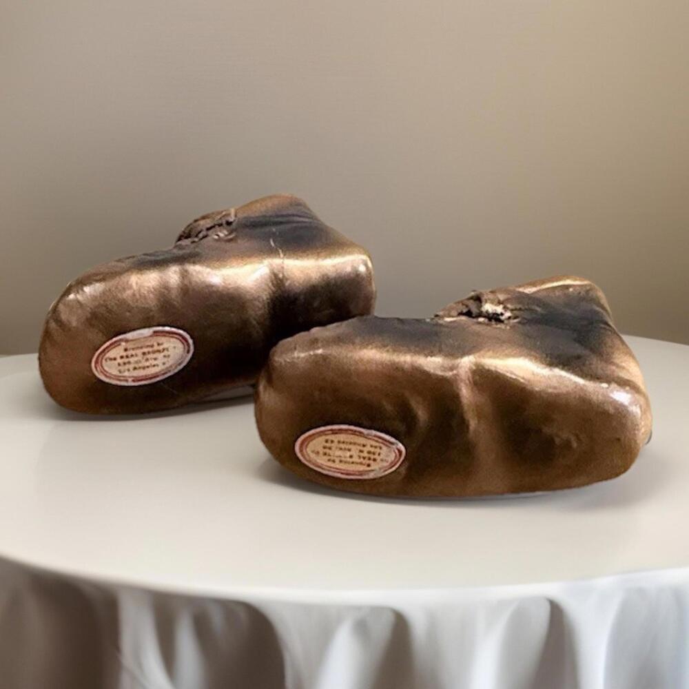 Vintage Bronzed Dipped Copper Toddler Baby Shoe Set of 2 - Picture 4 of 5